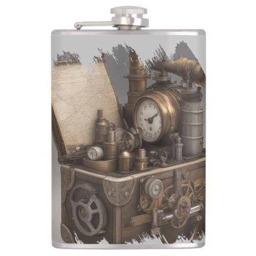 Treasure chest with gears flask