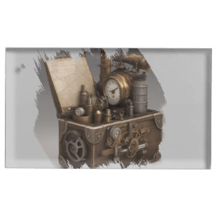 Treasure chest with gears place card holder