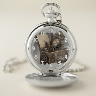 Treasure chest with gears pocket watch
