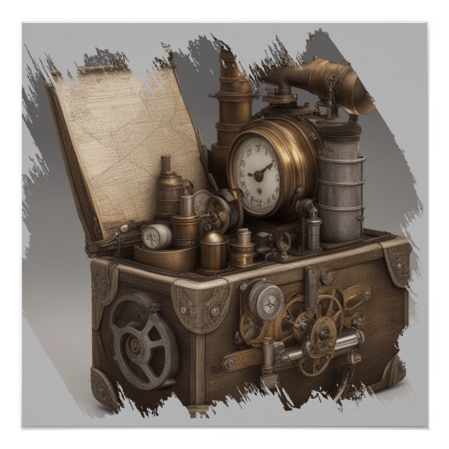Treasure chest with gears poster (Front)