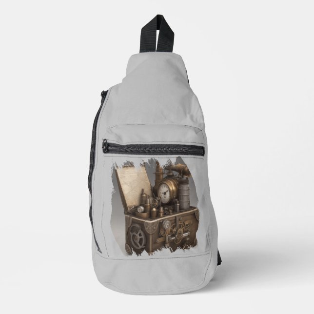 Treasure chest with gears sling bag (Front)