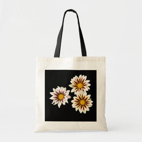 Treasure Flowers on Black Background Tote Bag