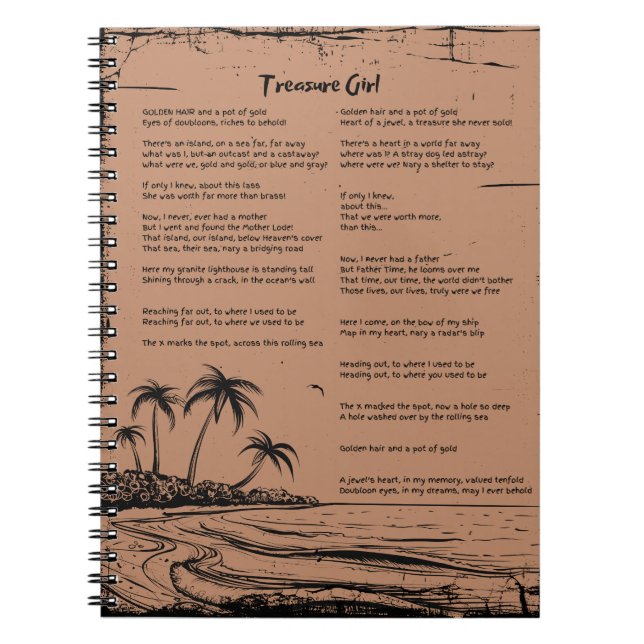 Treasure Girl by Corey Toomey - Poem of Lost Love Notebook (Front)