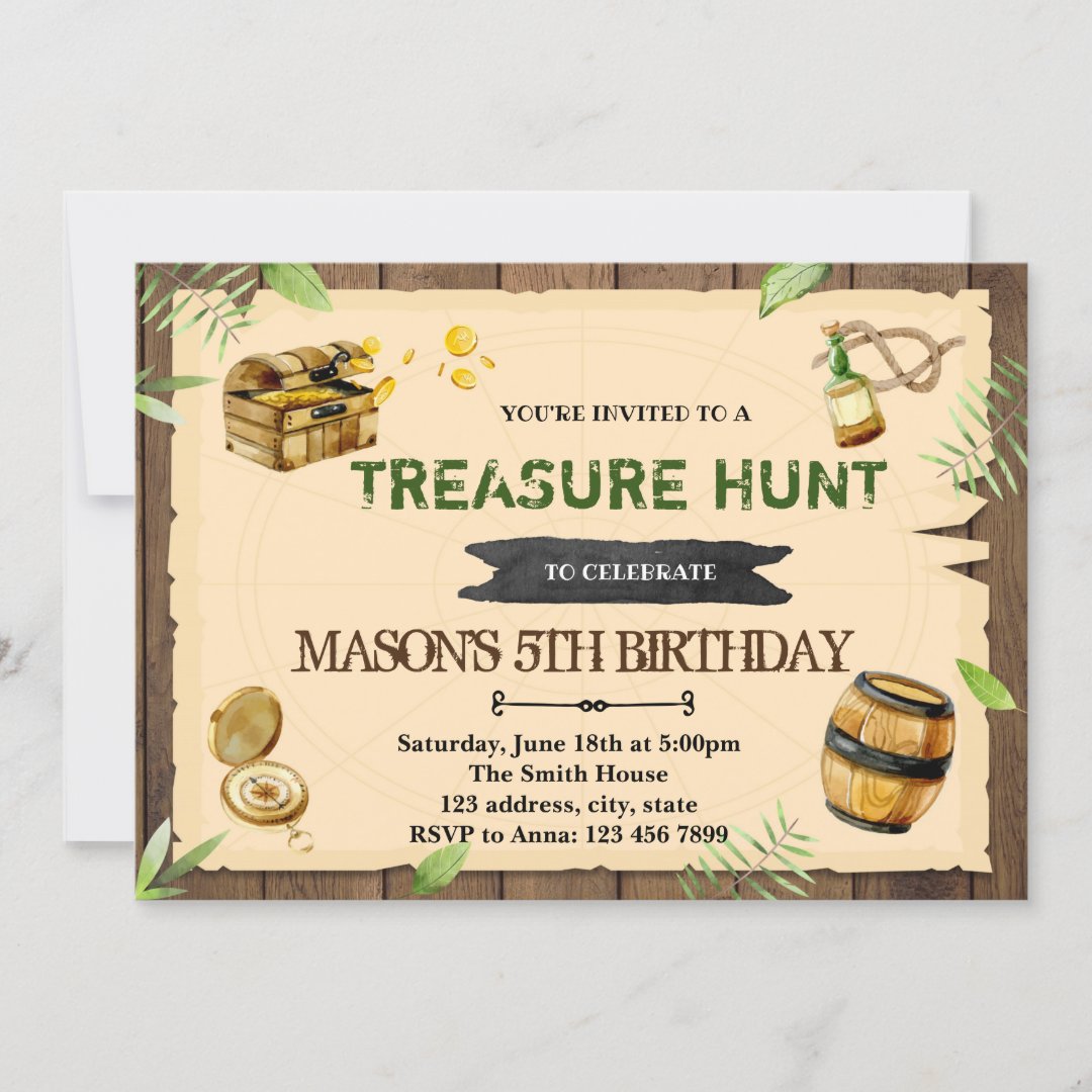 Treasure hunt party birthday invitation Zazzle