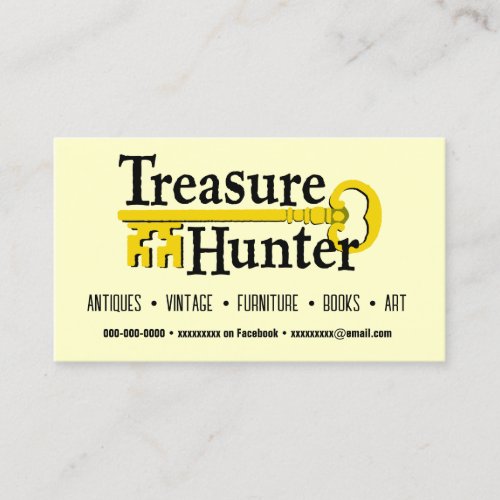 Treasure Hunter gold key vintage antiques  Business Card