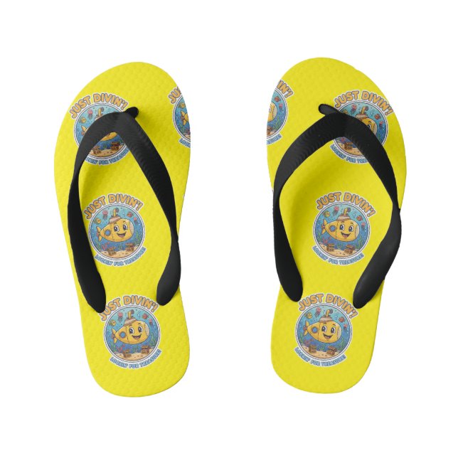 "Treasure Hunter" Submarine Adventure Kid's Flip Flops (Footbed)