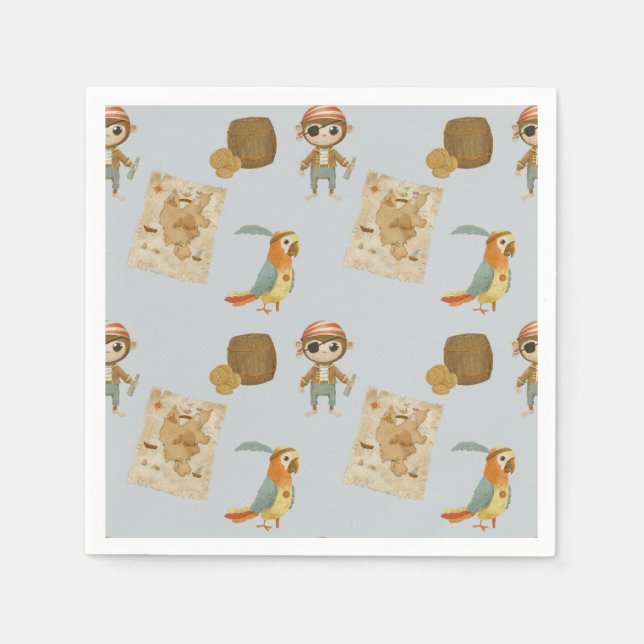 Treasure Hunters Pirate Birthday Napkins (Front)