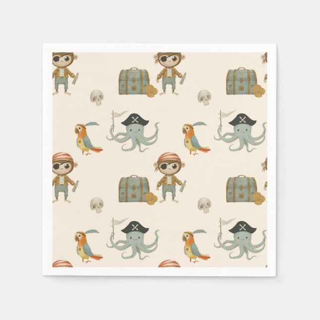 Treasure Hunters Pirate Birthday Napkins (Front)