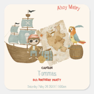 Treasure Hunters Pirate Birthday Square Sticker