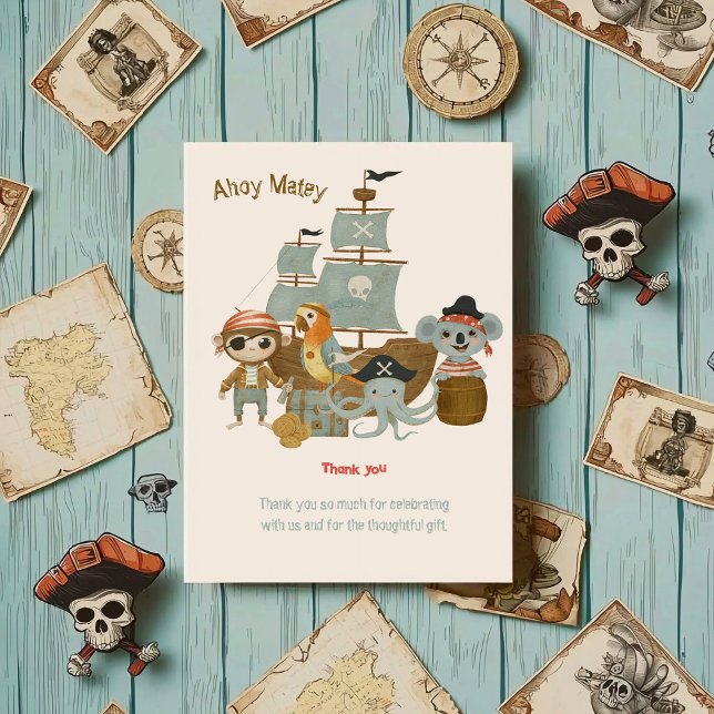 Treasure Hunters Pirate Birthday Thank You Card (Creator Uploaded)