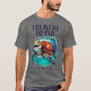 Treasure Island Florida Watercolor Happy Sea Turtl T-Shirt