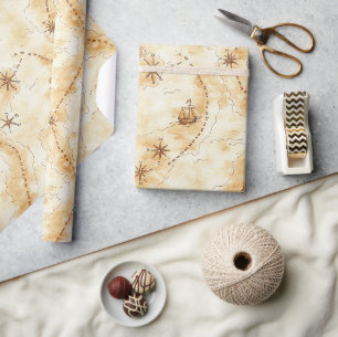 Treasure Island Map Birthday Wrapping Paper