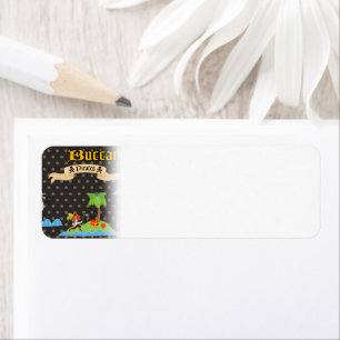 Treasure Island Palm Tropical Pirate Flag Raiding Label