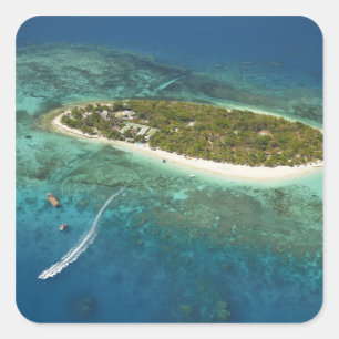 Treasure Island Resort and boat, Fiji Square Sticker