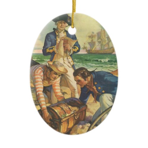 Treasure Island, Vintage Fairy Tale Pirates Ceramic Ornament