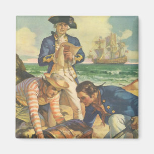 Treasure Island, Vintage Fairy Tale Pirates Magnet