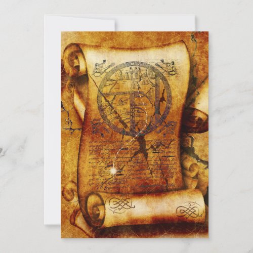 Treasure map ancient scroll birthday invitation