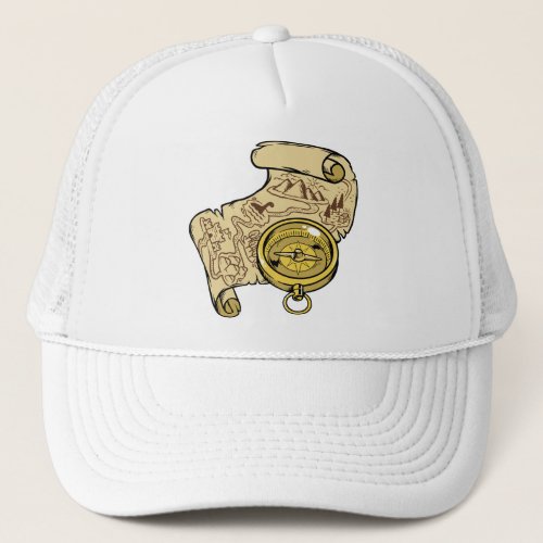  Treasure map and compass Trucker Hat