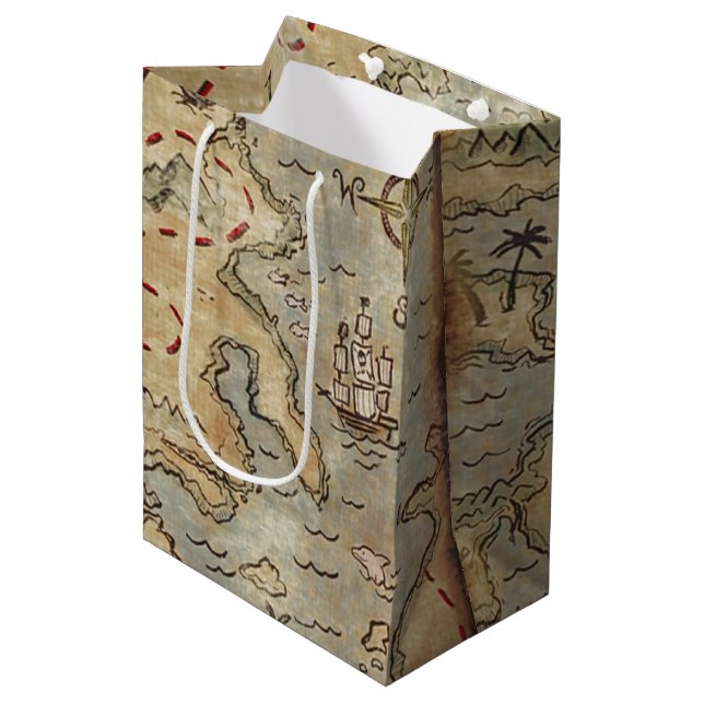 Treasure Map Medium Gift Bag (Front Angled)
