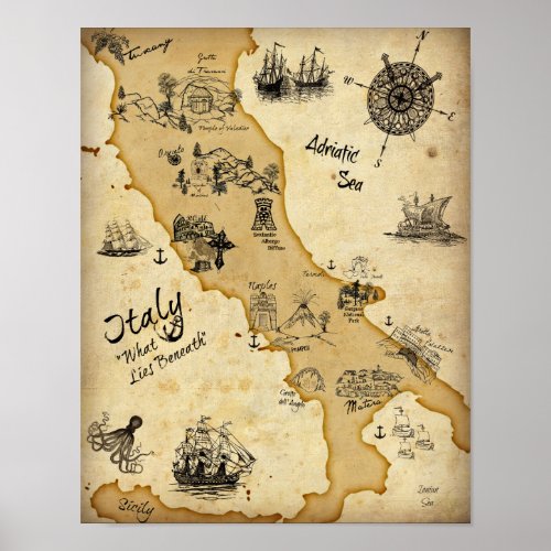 Treasure Map of Italy_ What Lies Beneath Poster