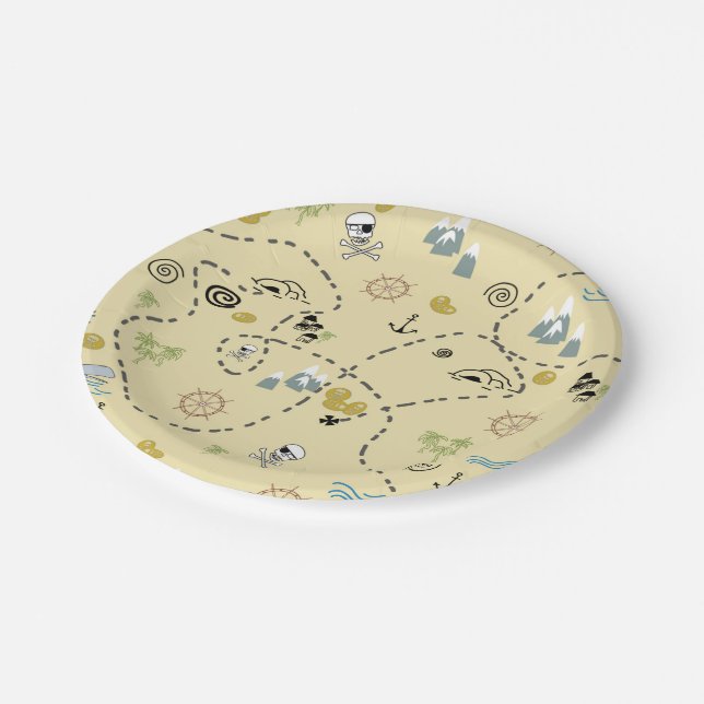 Treasure Map party  Paper Plates (Angled)