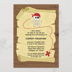 Treasure map pirate birthday party invitation