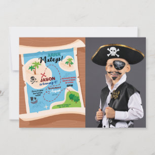Treasure Map Pirate Birthday Party Ship Photo Invitation
