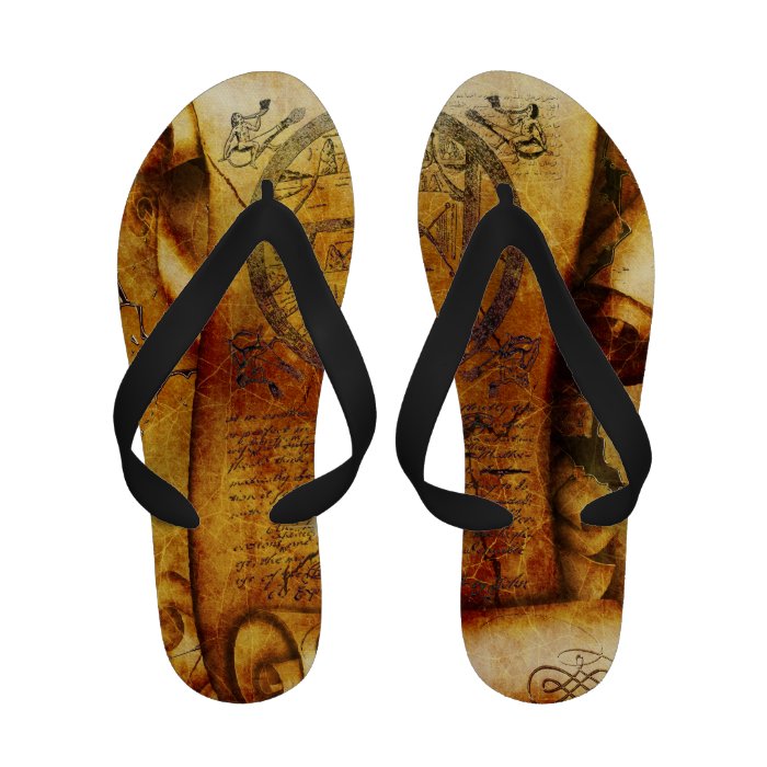 Treasure map pirate bounty flip flops