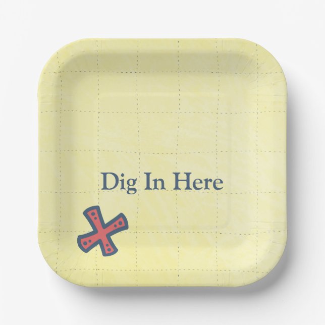 Treasure Map Pirate Party X Marks the Spot Dig In  Paper Plates (Front)