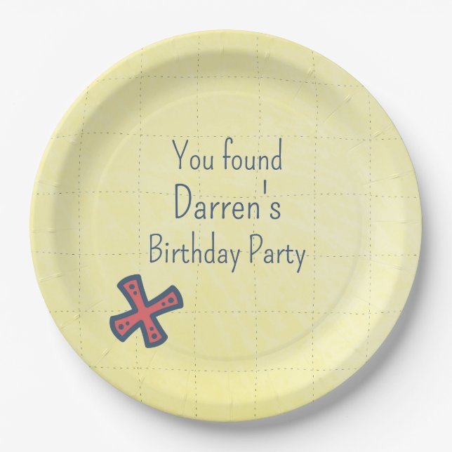 Treasure Map Pirate Party X Marks the Spot Paper Plates (Front)