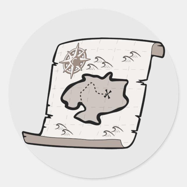 Treasure Map Round Sticker (Front)