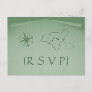 Treasure Map RSVP Postcard, Green Invitation Postcard