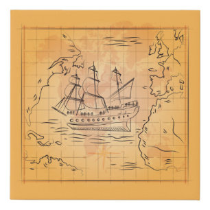 Treasure Map Themed Wrapped Canvas Painting