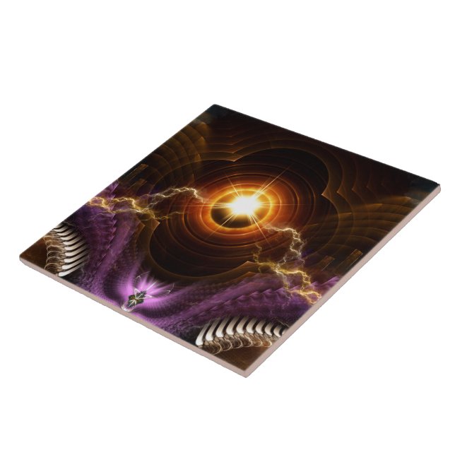 Treasure Of Night Fractal Art Ceramic Tile (Side)