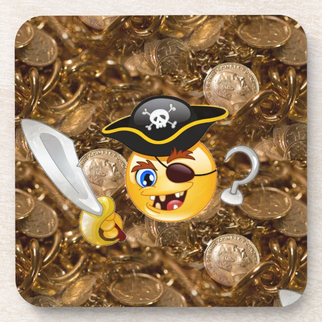 treasure pirate emoji beverage coaster (Front)