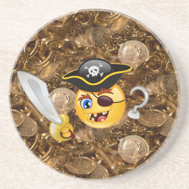 treasure pirate emoji drink coaster (Front)