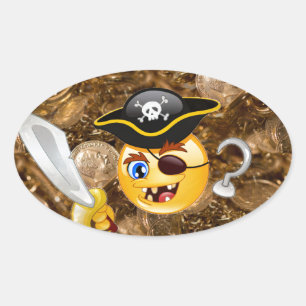 treasure pirate emoji oval sticker