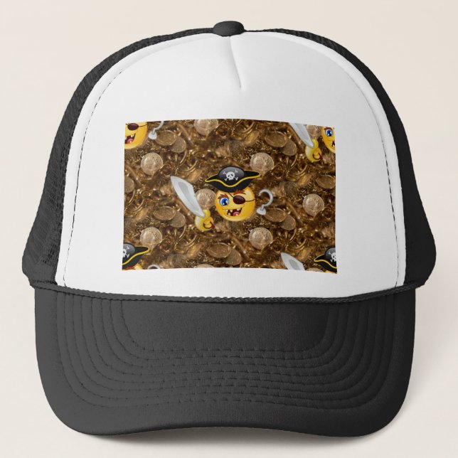 treasure pirate emoji trucker hat (Front)
