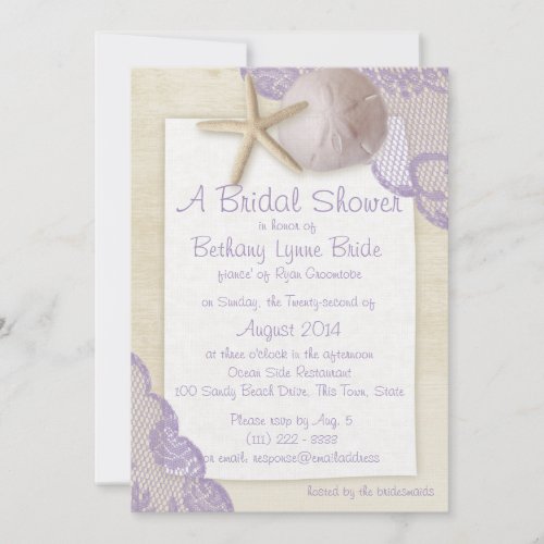 Treasured Beach and Lace Bridal Shower Custom Invites