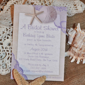 Treasured Beach Lavender Wedding Invitation by happygotimes at Zazzle