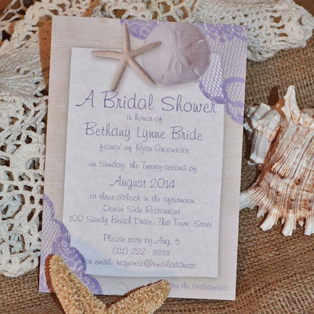 Treasured Beach Lavender Wedding Invitation