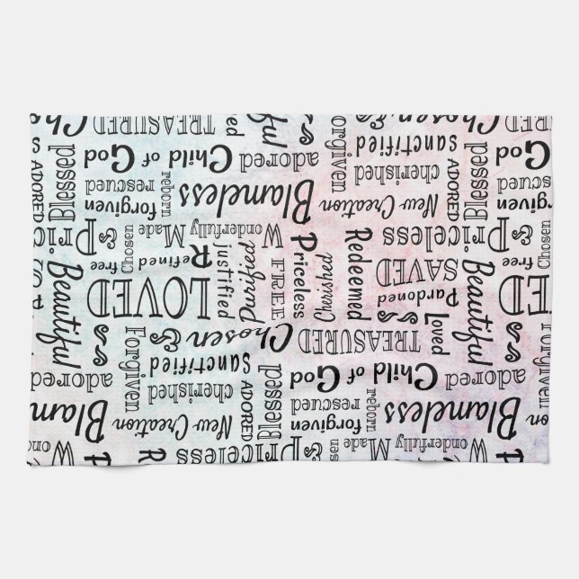 Treasured Christian Words of Affirmation Kitchen Towel (Horizontal)