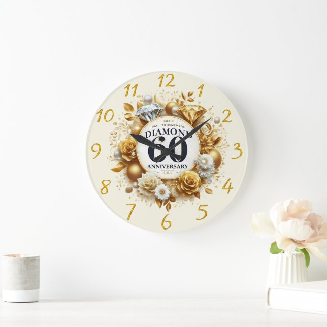 Treasured Diamond 60th Anniversary  Large Clock (Home)