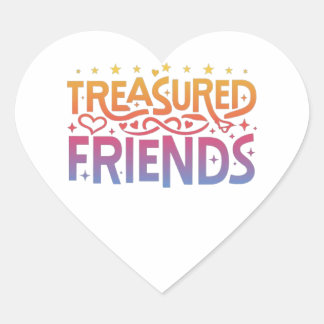 Treasured friends heart sticker
