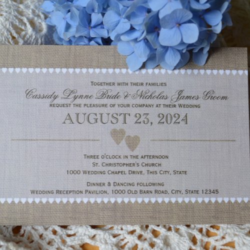 Treasured Hearts and Burlap Wedding Invite