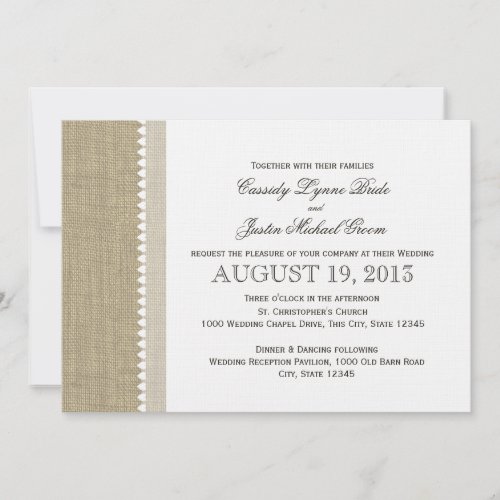 Treasured Hearts and Burlap Wedding Invitation