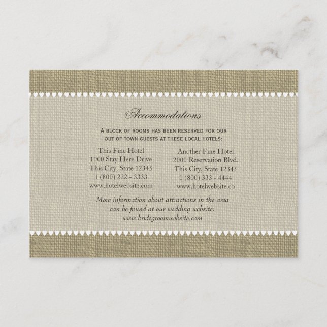 Treasured Hearts Burlap Look Directions Insert (Front)