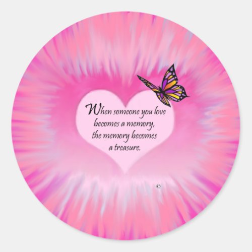 Treasured Memories Butterfly Poem Classic Round Sticker