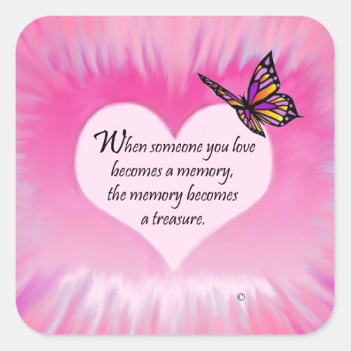 Treasured Memories Butterfly Poem Square Sticker