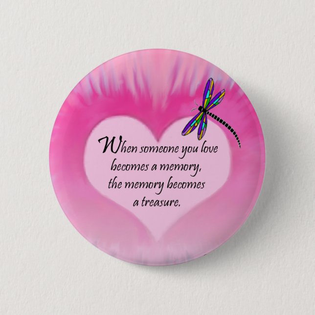 Treasured Memories Dragonfly Button (Front)